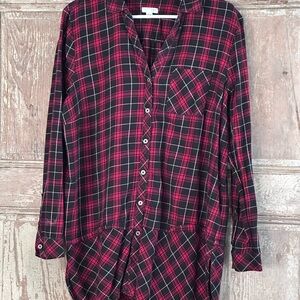 J. Jill Red and Black Plaid Shirt/tunic